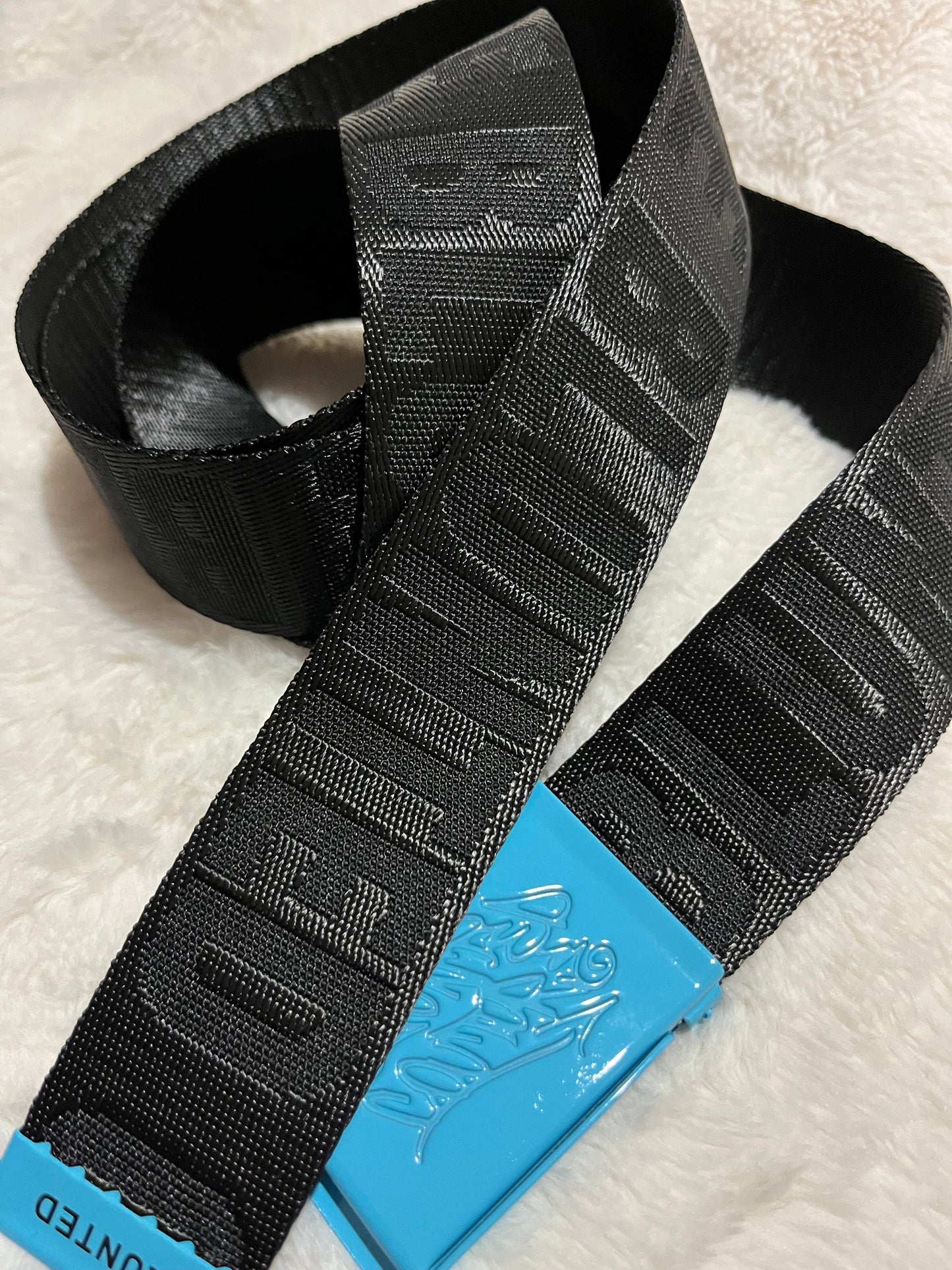 blunted couture belt black / blue buckle