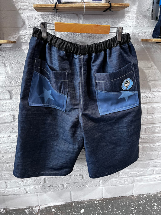 stars n blue denim shorts L