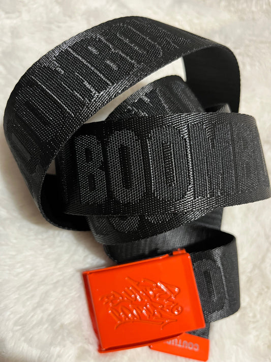 blunted couture x boombox belt orange on black