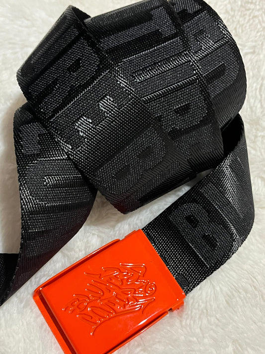 blunted couture belt black / orange buckle