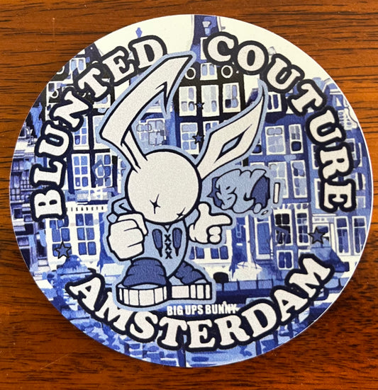 Amsterdam outdoor sticker big ups bunny delft blue