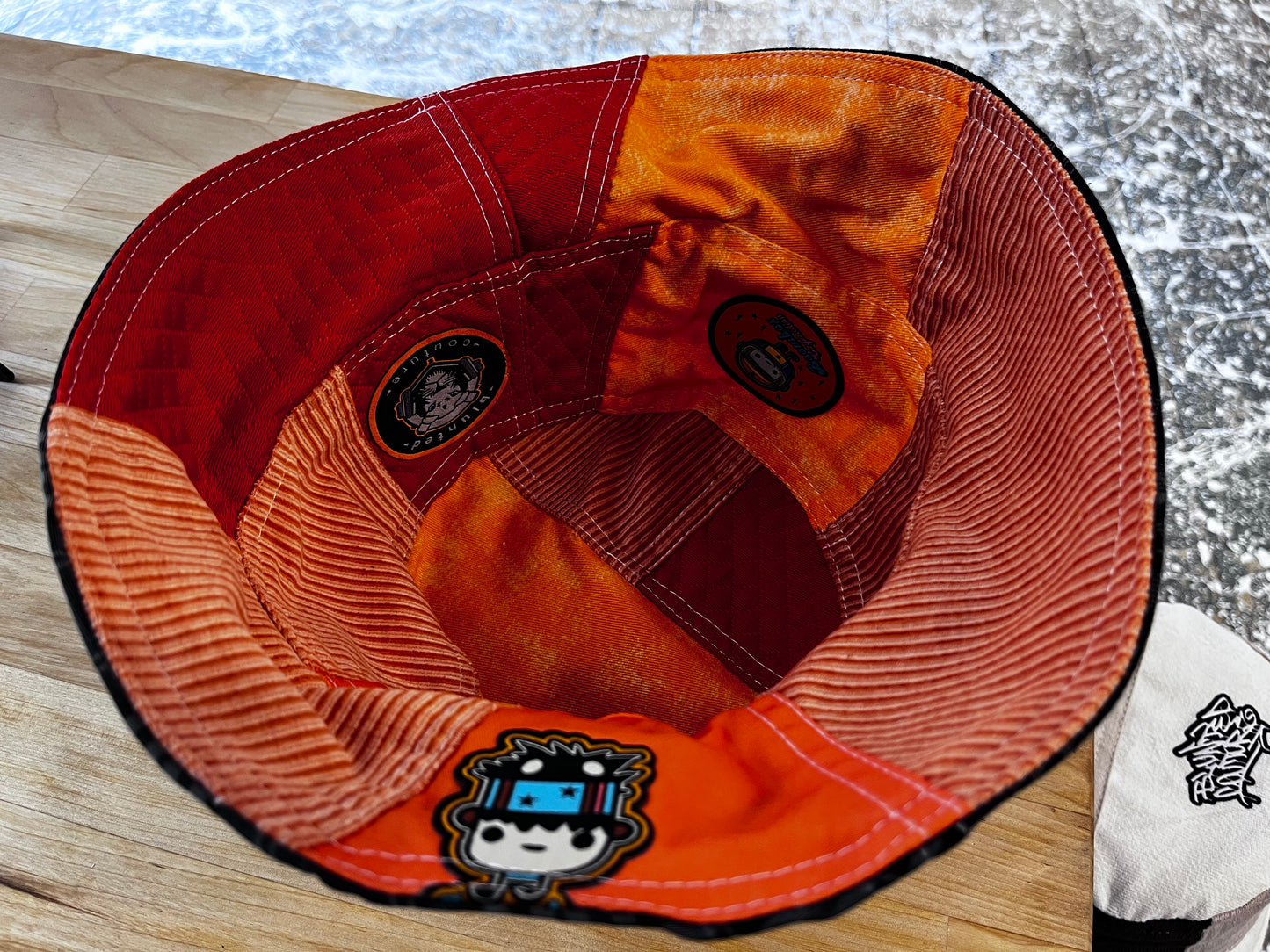 reversible Dutch tartan denim bucket hat