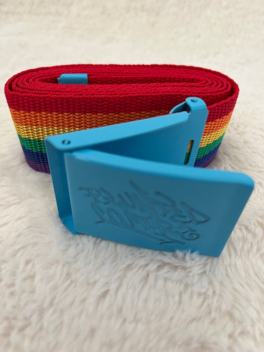 blunted couture belt rainbow on blue