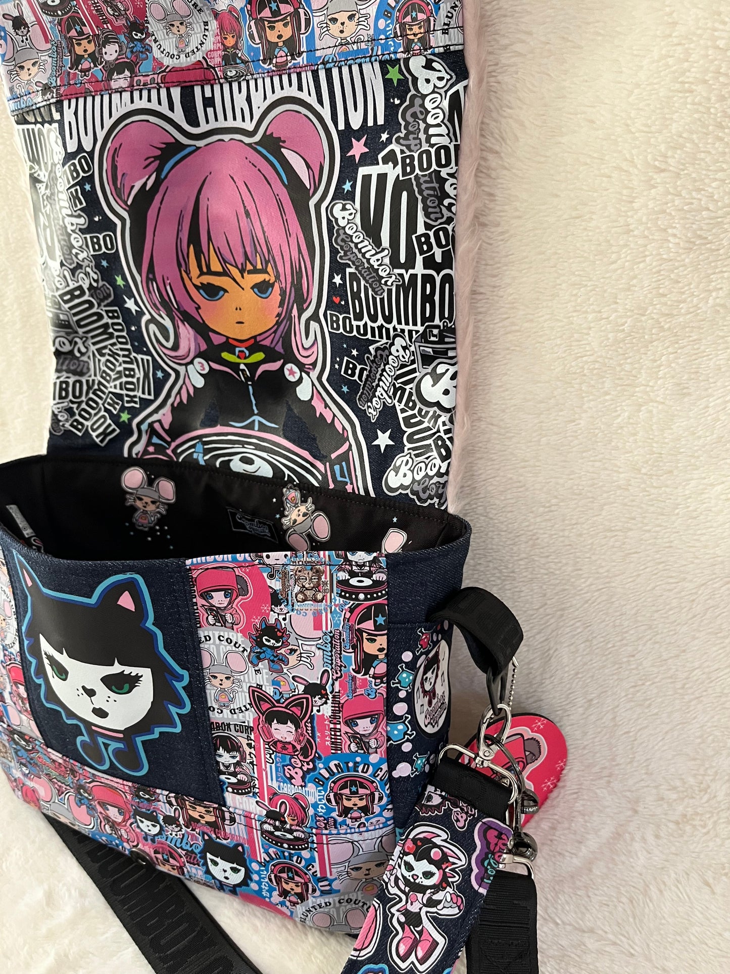 fluffy pink, maddie mix tape, couture bag, one off