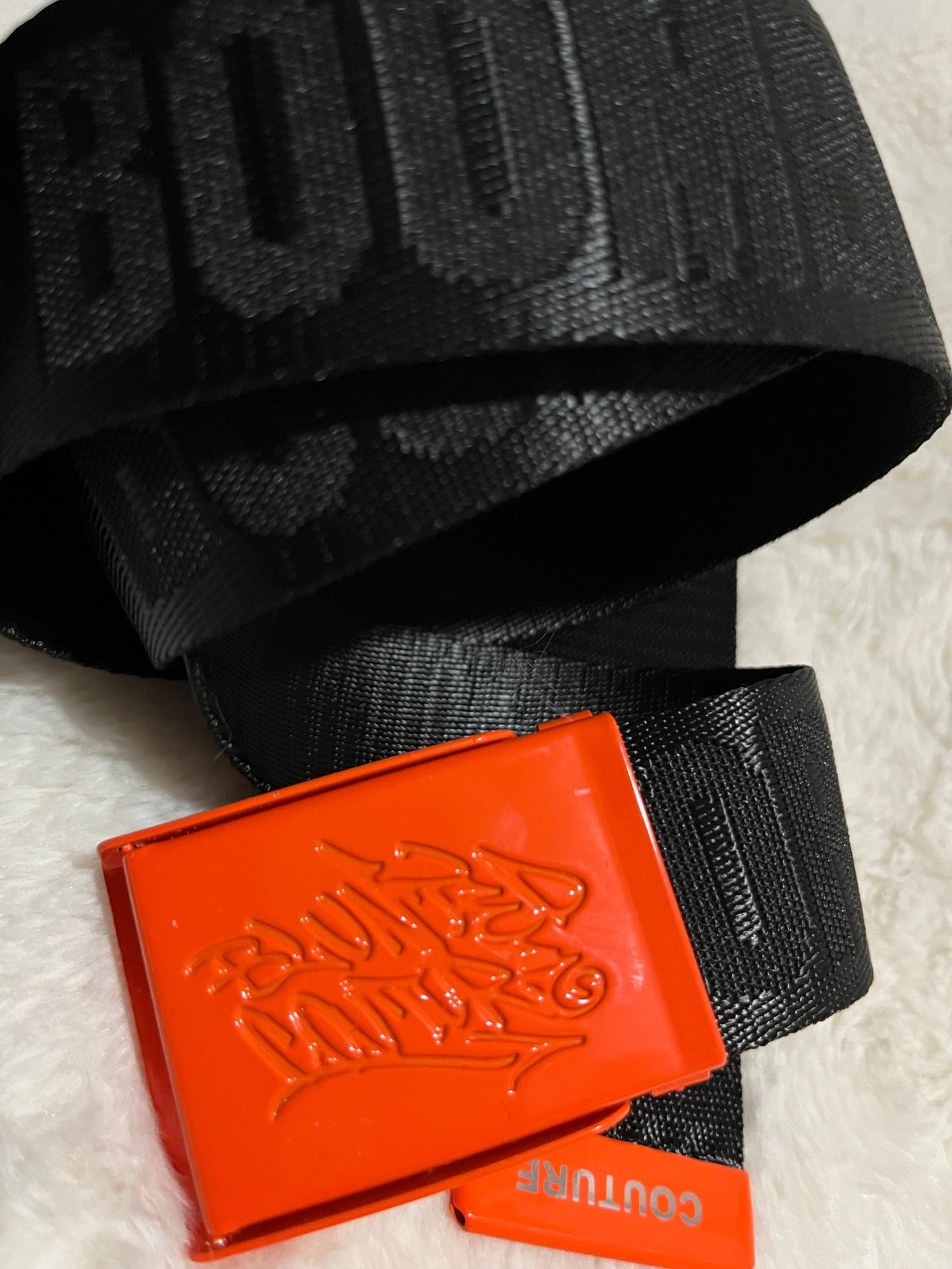 blunted couture x boombox belt orange on black