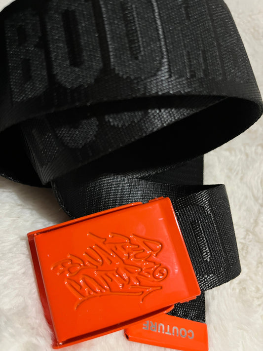 blunted couture x boombox belt orange on black
