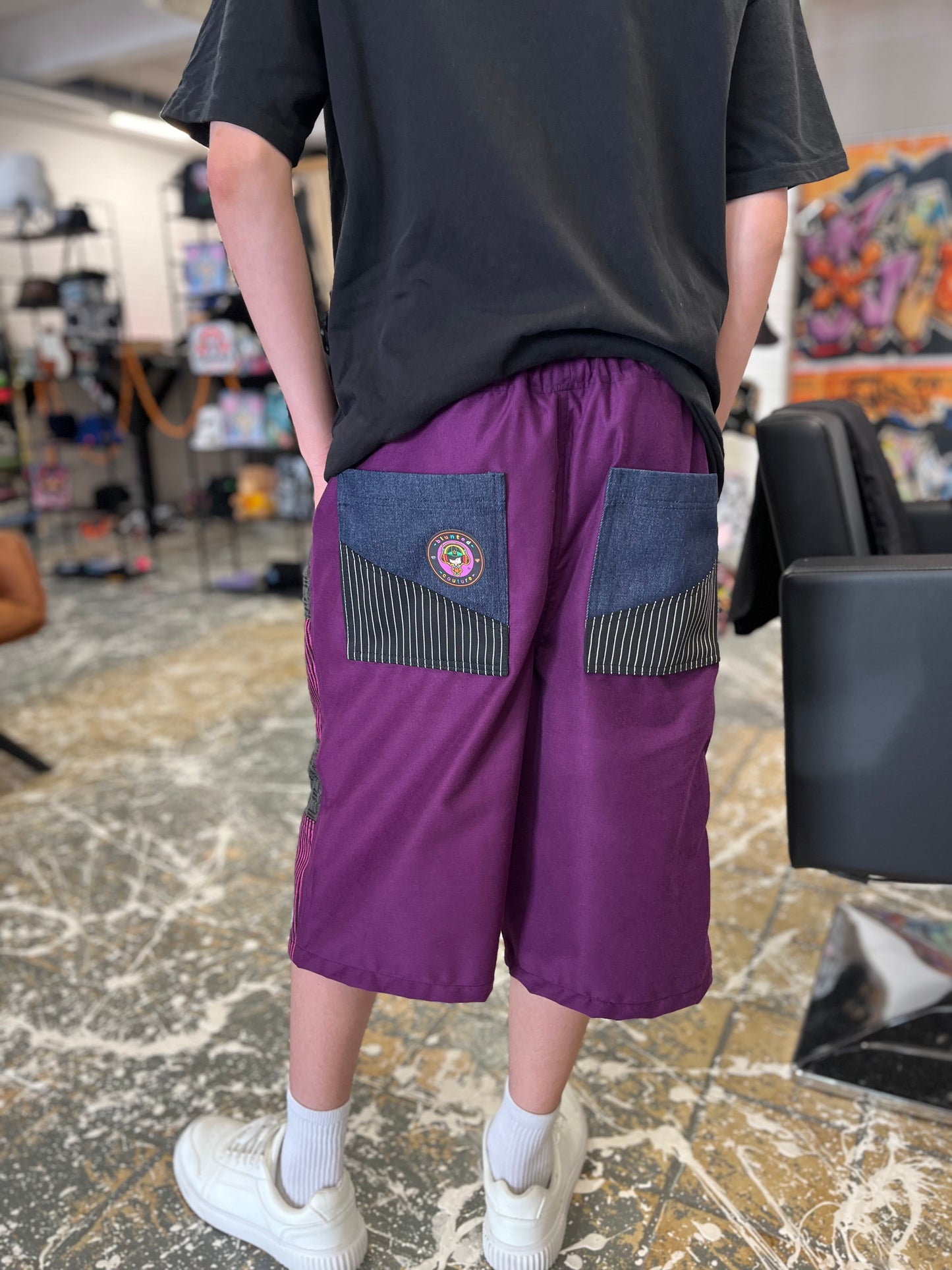 denim shorts purple M