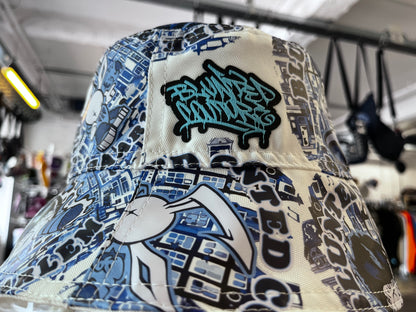 reversible delft blue on white bucket hat