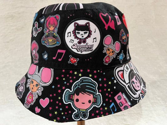 reversible pink vinyl bucket hat