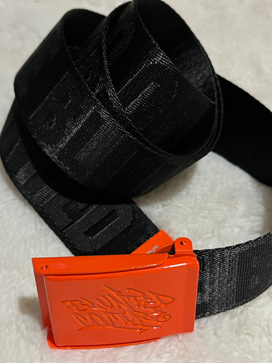 blunted couture belt black / orange buckle
