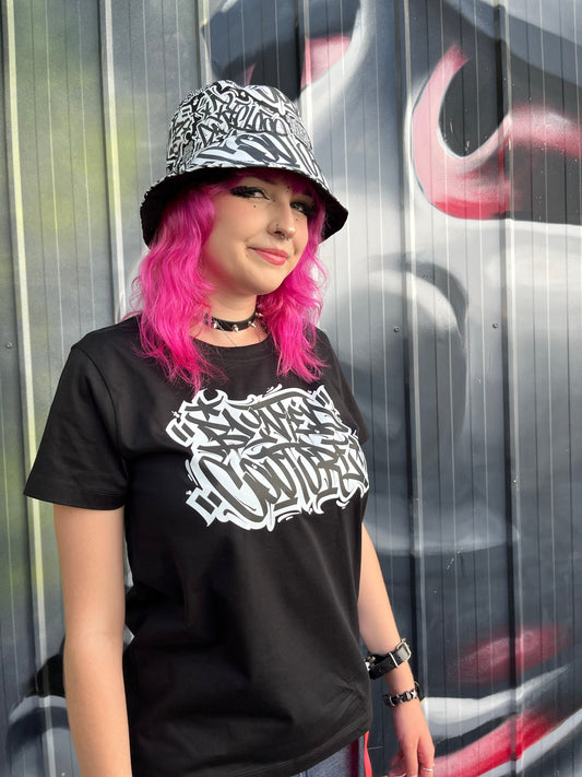reversible broke graffiti bucket hat
