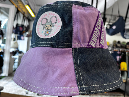 reversible purple laced denim bucket hat