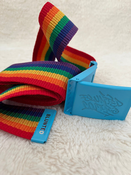 blunted couture belt rainbow on blue