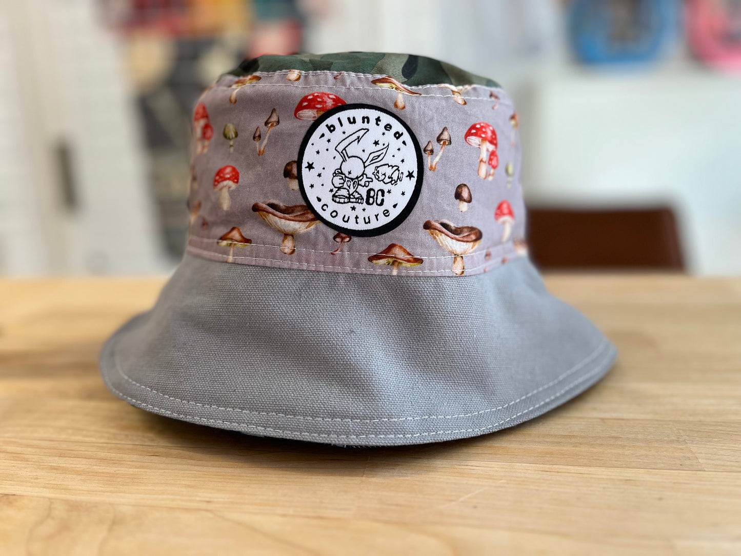 reversible blue camo bucket hat
