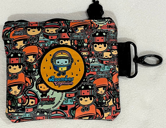 mini USB stash bag – black denim lion & notes