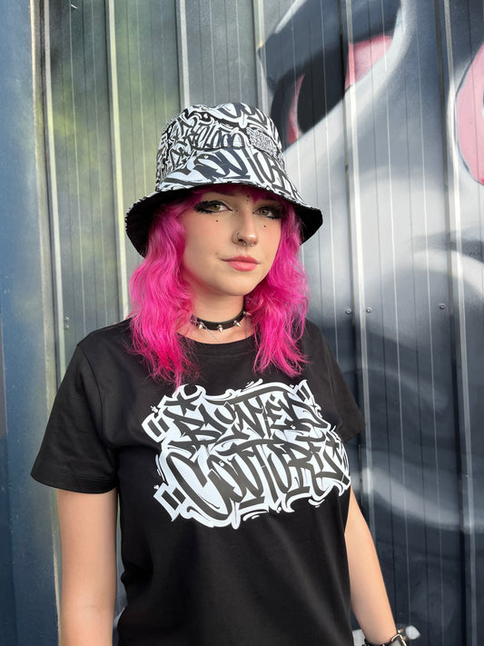 reversible broke graffiti bucket hat