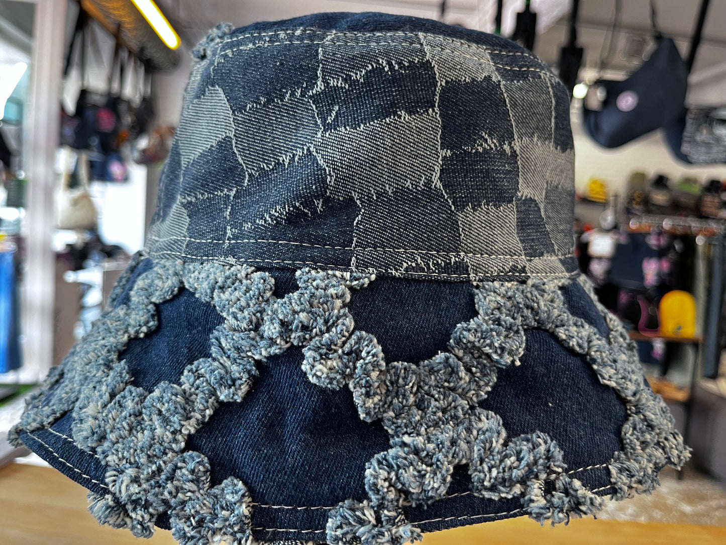 reversible patchy denim bucket hat