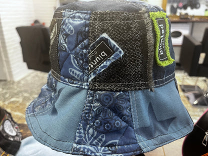 reversible blue n patches bucket hat 58cm