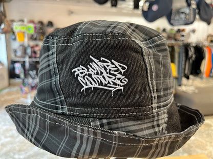 reversible black tartan bucket hat