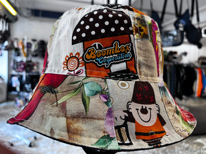 reversible flower gnome denim bucket hat