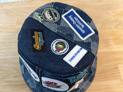 reversible denim neuroscience bucket hat / short brim