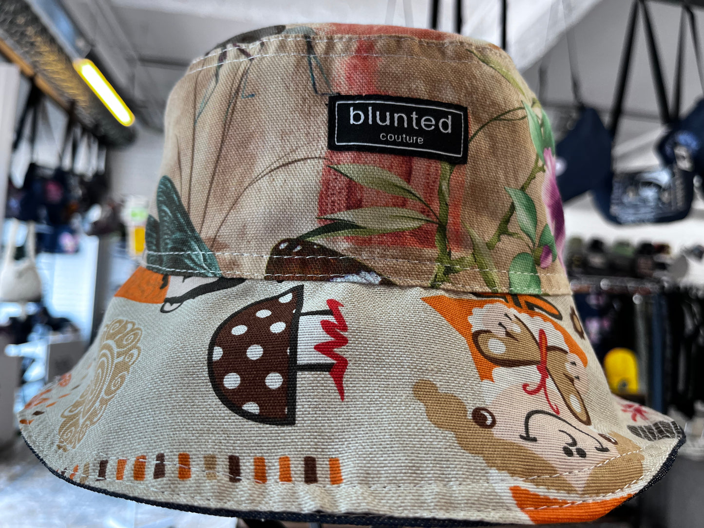 reversible gnomes and butterflys bucket hat