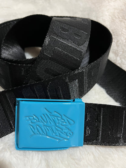 blunted couture belt black / blue buckle