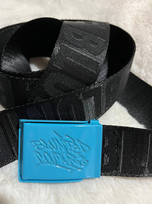 blunted couture belt black / blue buckle