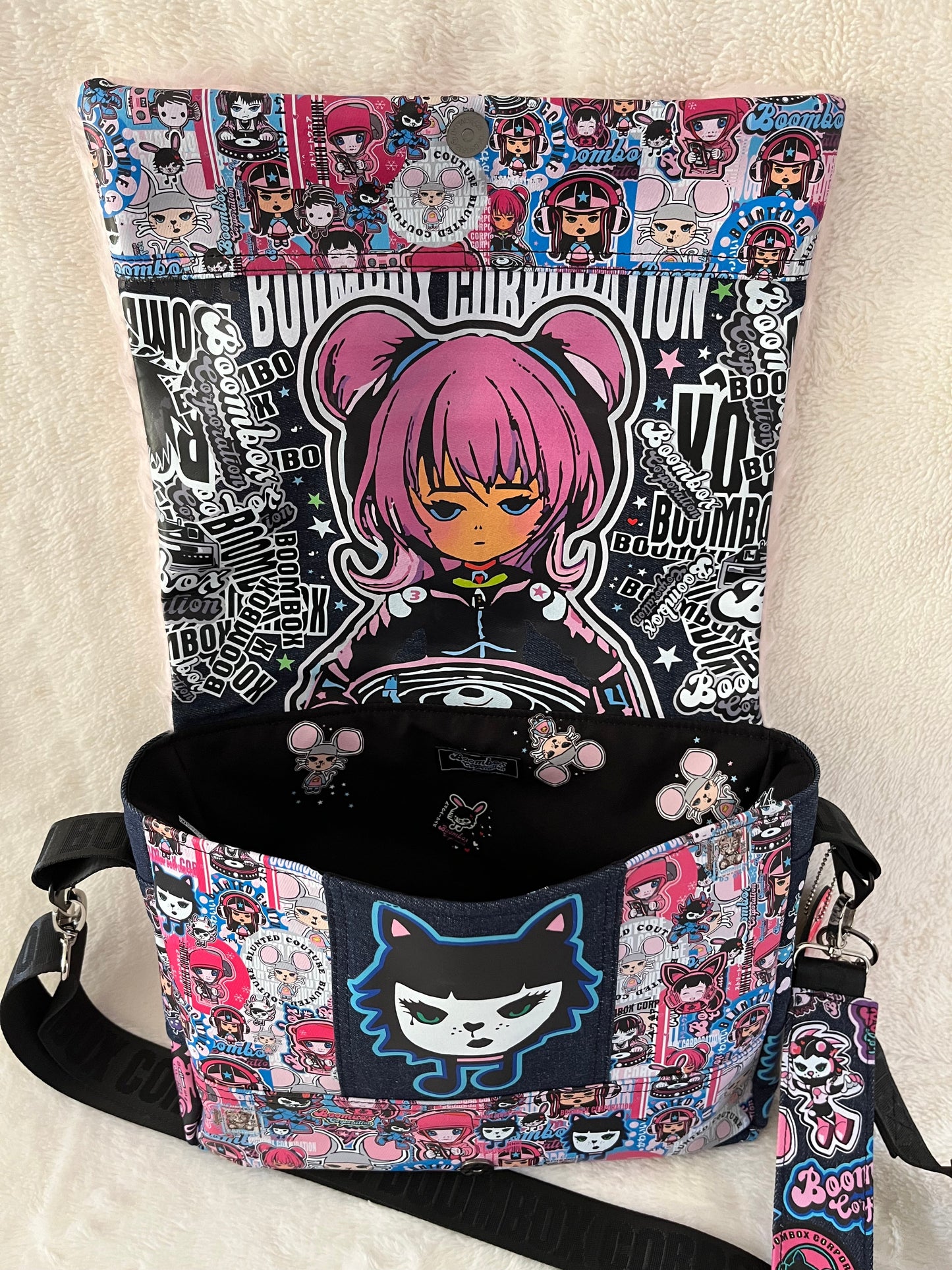 fluffy pink, maddie mix tape, couture bag, one off