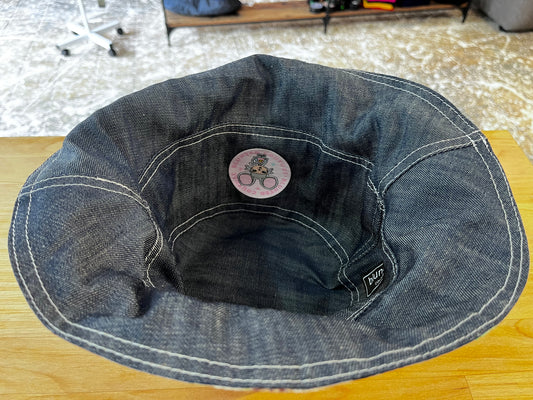 reversible flower gnome denim bucket hat