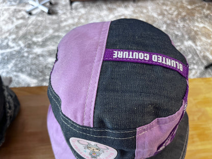 reversible purple laced denim bucket hat