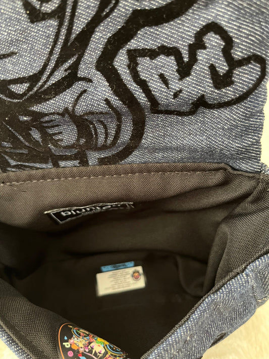 mini lion on denim couture bag, one off