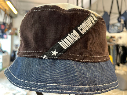 reversible black laced corduroy bucket hat / short brim