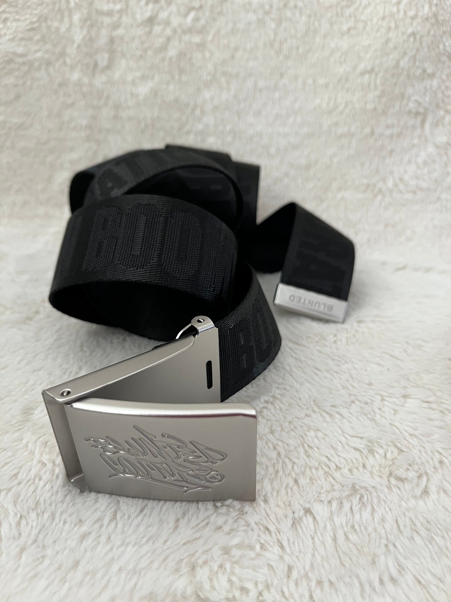 blunted couture x boombox belt silver on black
