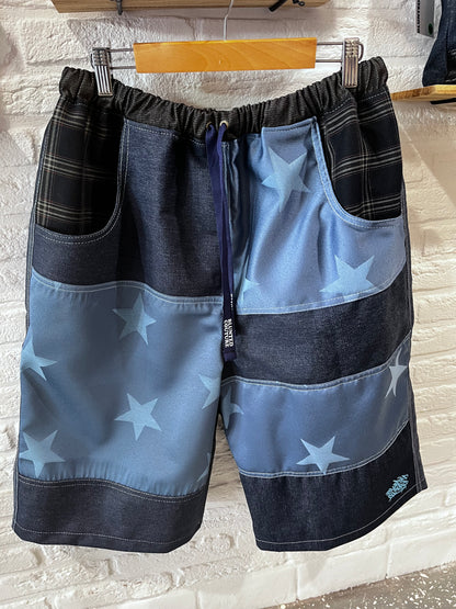stars n blue denim shorts L