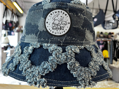 reversible patchy denim bucket hat