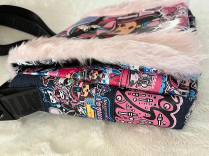 fluffy pink, maddie mix tape, couture bag, one off