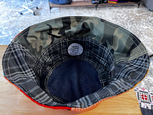 reversible orange NL denim bucket hat