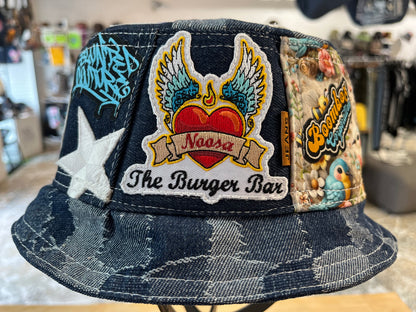 reversible denim neuroscience bucket hat / short brim