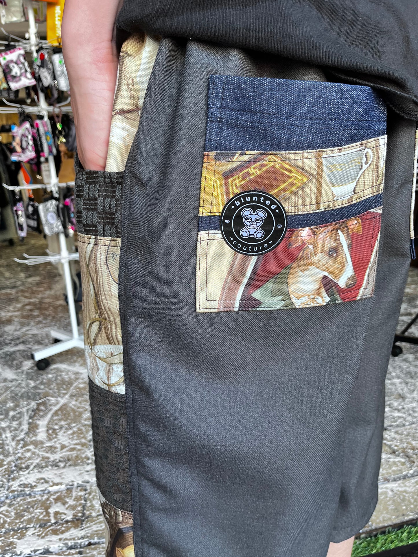 denim shorts fancy dog XL