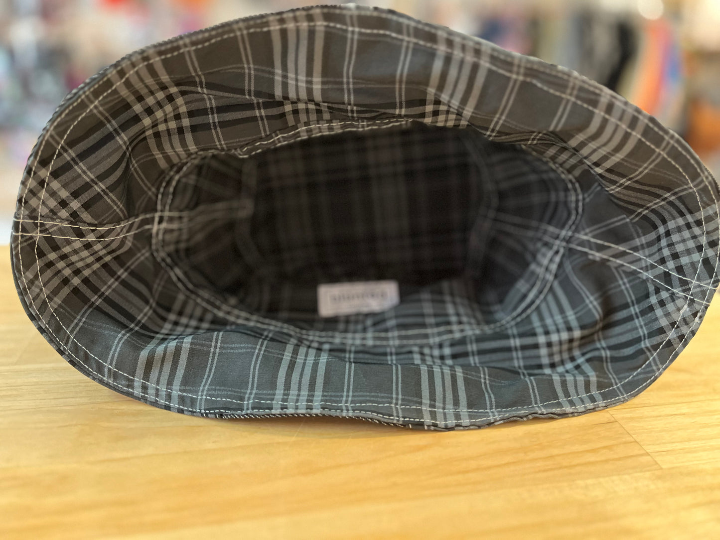reversible black tartan bucket hat