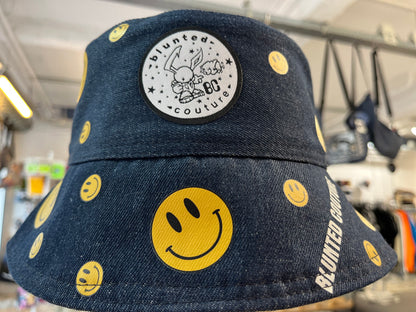 reversible smiley denim bucket hat
