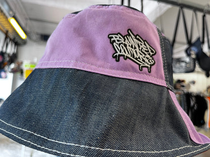 reversible purple laced denim bucket hat