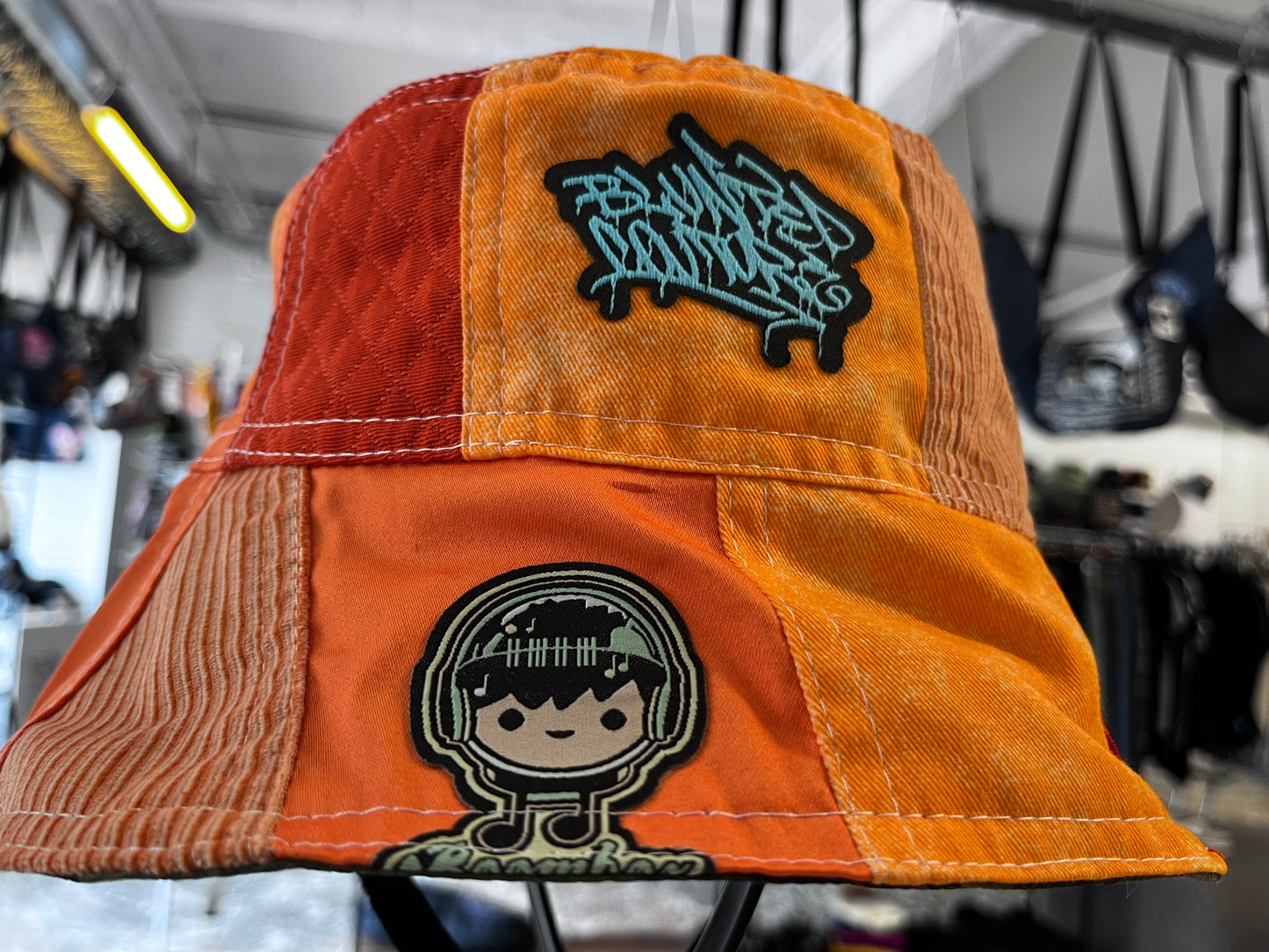 reversible orange NL denim bucket hat