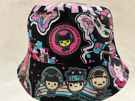 reversible pink rave bucket hat