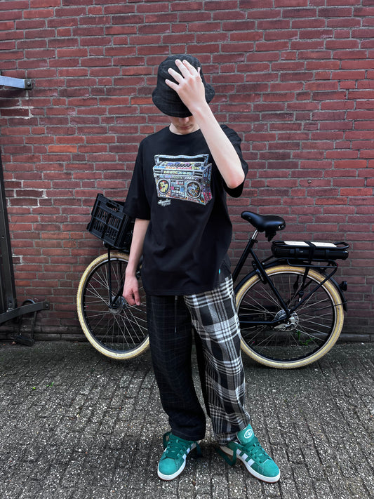 comfy pants S black check