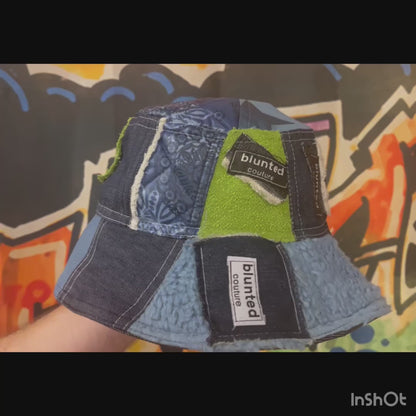 reversible blue n patches bucket hat 58cm